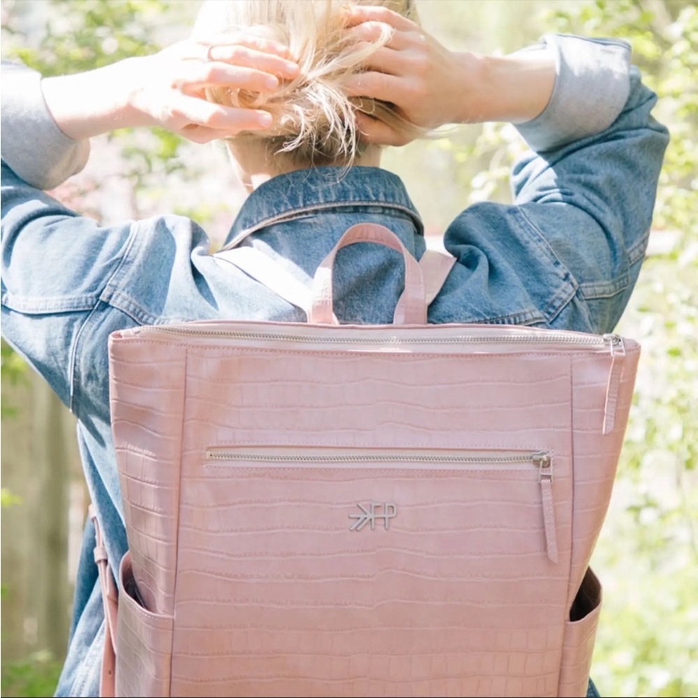 NWT Freshly Picked Rose Minimal Water Resistant Faux Leather Diaper Backpack - Picture 3 of 11